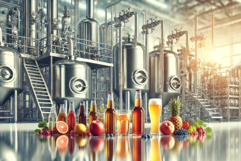 DALL·E 2024-09-16 22.34.54 - A 16_9 blog cover image featuring the theme of food and beverage industry, focusing on fermentation and soft drink production. The image includes visu